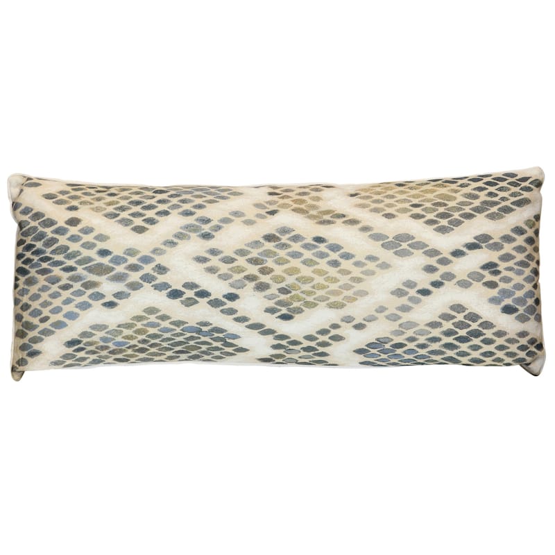 StyleCraft Wyatt Abstract Stone Lattice Abstract Pillow - Stone Gray, Warm Ivory & Muted Slate - 36" x 14"