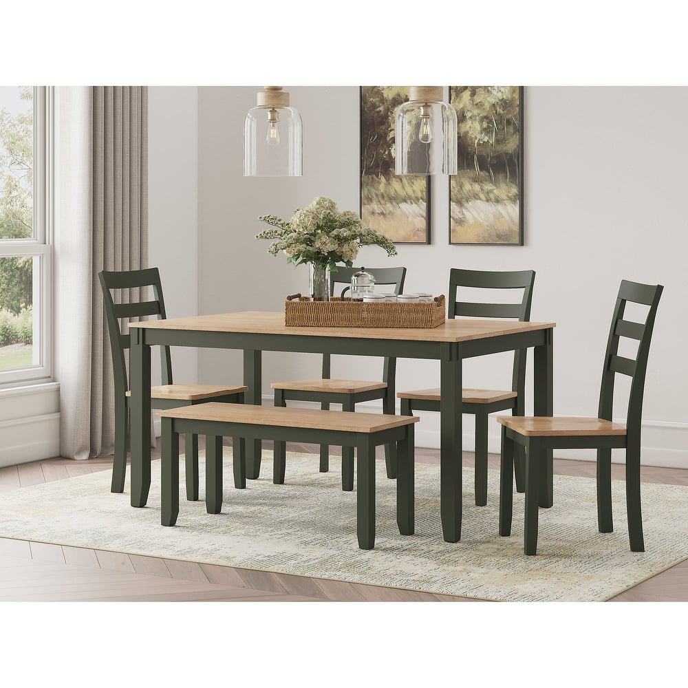 Signature Design by Ashley Gesthaven Dining Table with 4 Chairs and Bench (Set of 6)