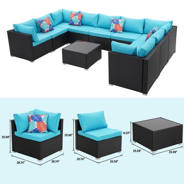 Zenova Cushioned Rattan Sofa 10piece Outdoor Patio Furniture Set Bed Bath & Beyond 33994065