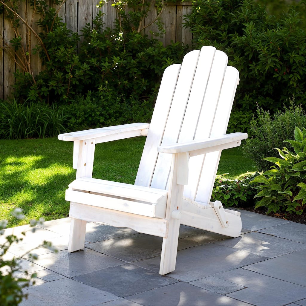 Walker Edison Surfside Acacia Wood Folding Adirondack Chair