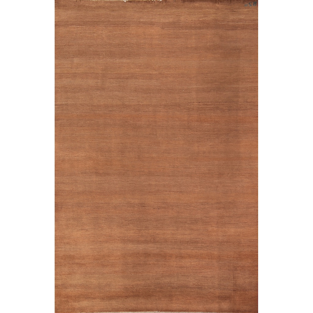 Gabbeh Modern Area Rug Handmade Brown Wool Carpet - 6'8" x 9'8"
