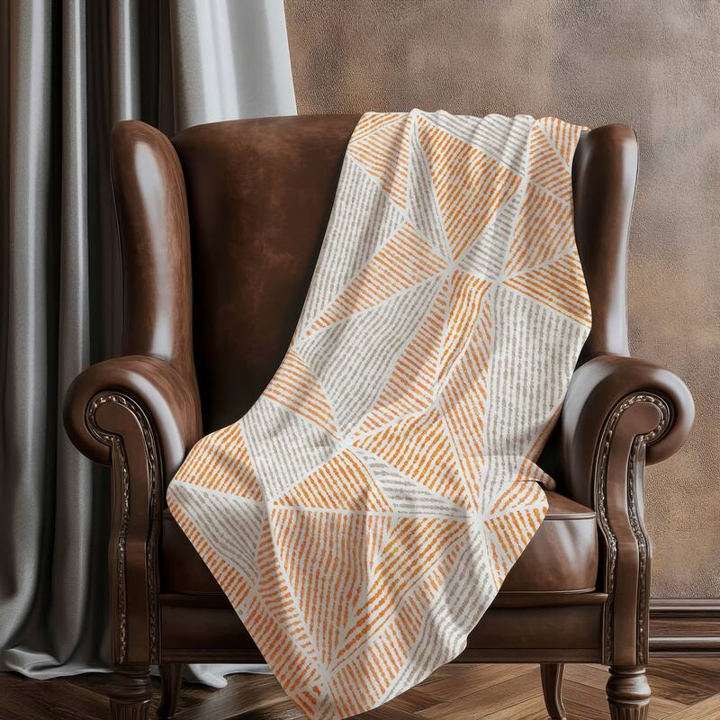 Premium Machine Washable Modern Geo Sherpa Throw Blanket