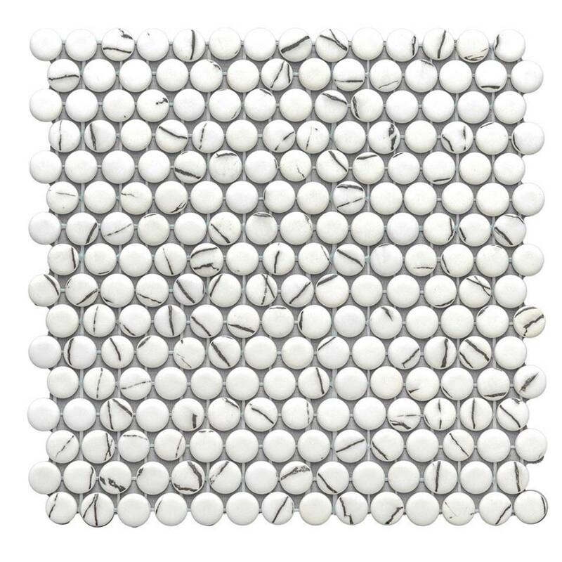 The Tile Life Eterna Penny 12x12 Round Glass Mosaic Floor, Wall & Backsplash Tile
