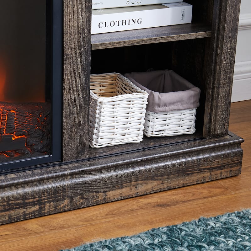 Modern Entertainment Console TV Stand with 23" Fireplace Insert