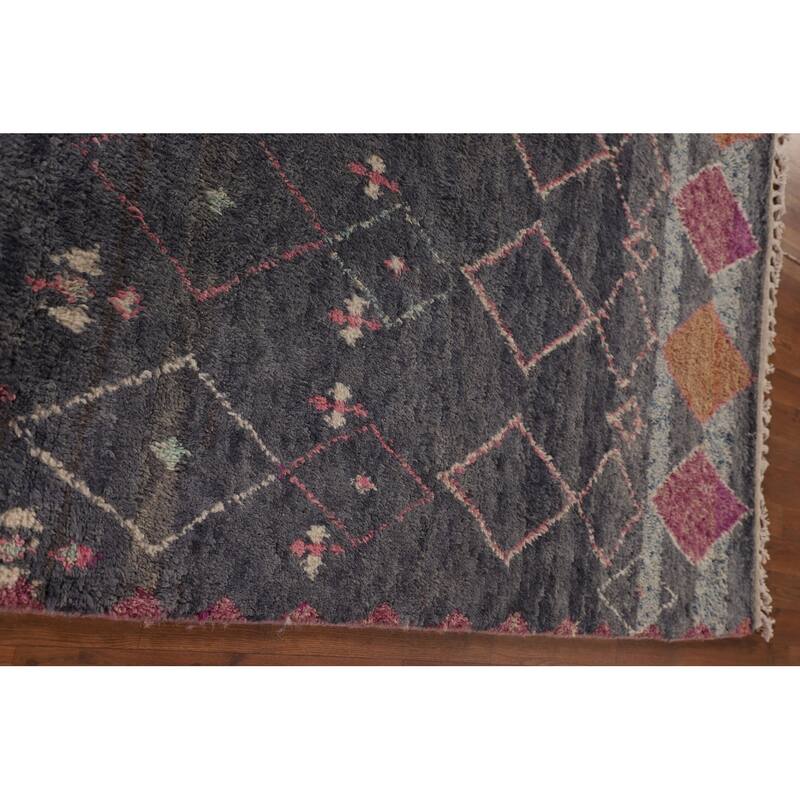 Plush Moroccan Area Rug Handmade Wool Carpet - 6'2" x 9'11"