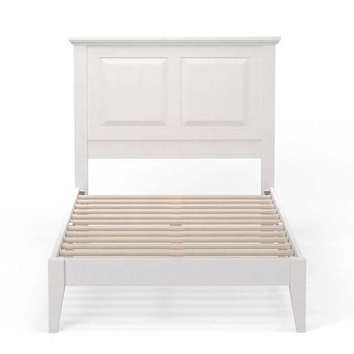 Solid Oak Platform Bed with Tapered Legs and Headboard