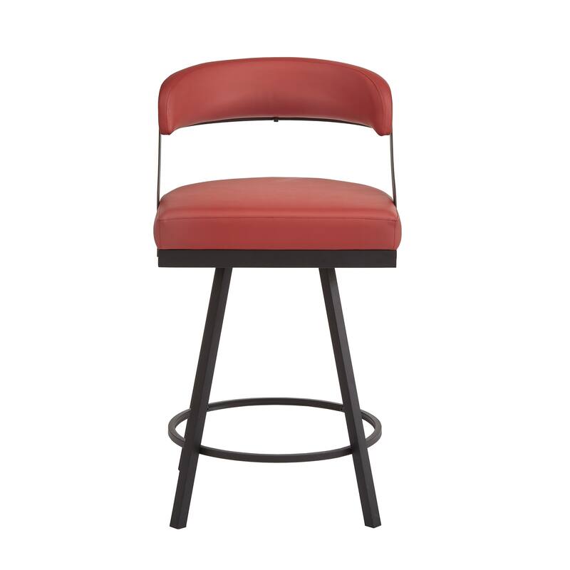 Bacalar Black Finish Metal Round Counter Height Table with Vegan Leather Swivel Chair Set by iNSPIRE Q Modern