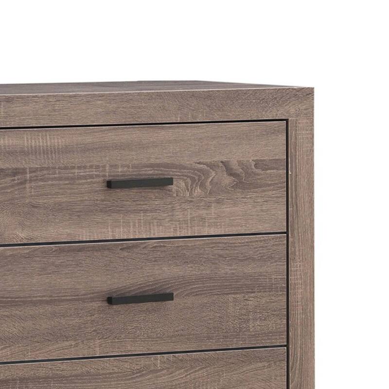 6 Drawer Dresser with Metal Bar Pulls, Brown