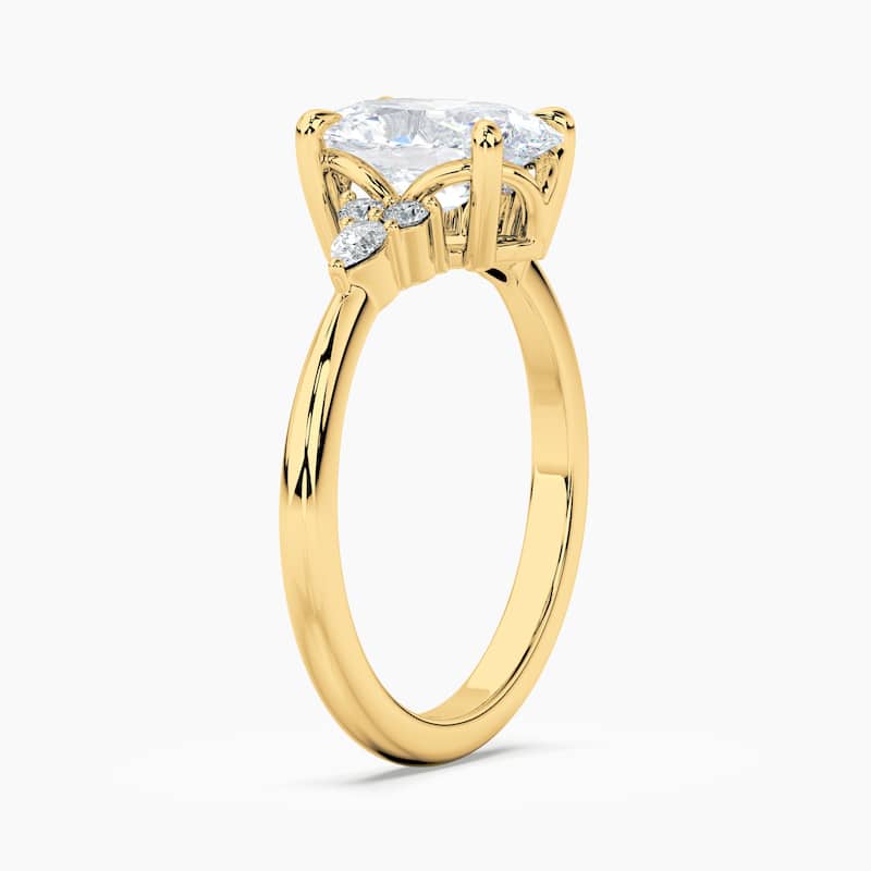 Auriya 14kt Yellow Gold Lab Grown Oval Diamond Engagement Ring with Dainty Tapered Diamond Embrace (F-G, VS)