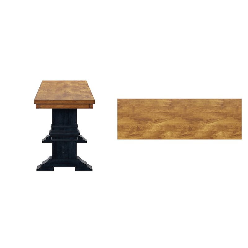 Ronda Two-Tone Trestle Leg Wood Dining Bench