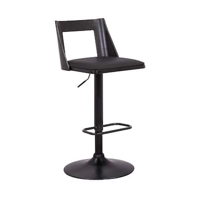 42” Tall Adjustable Swivel Bar Stool with Full Back and Black Faux Leather Seat Perfect for Bar or Kitchen Use