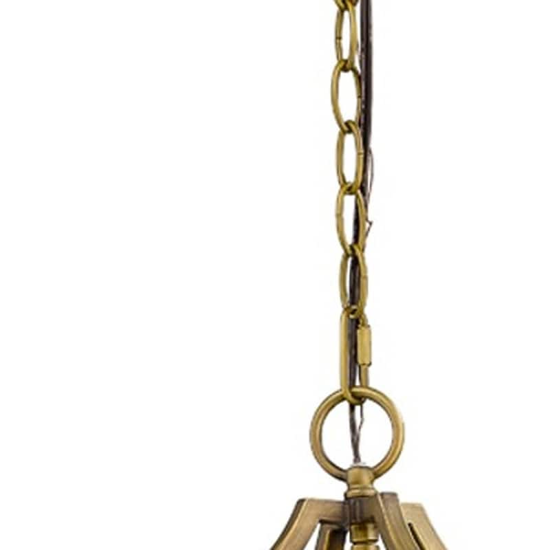 HomeRoots Brass Candle Style Four Light Metal and Crystals Dimmable Chandelier - 16' X '21' X '16