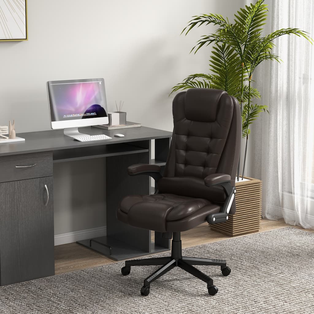HOMCOM High Back Vibration Massage Office Chair with 6 Vibration Points, Heated Reclining PU Leather Computer Chair