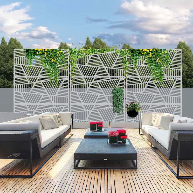 Metal Privacy Screen Wall Decoration Free Standing-6.3 ft. H X 4 ft. W