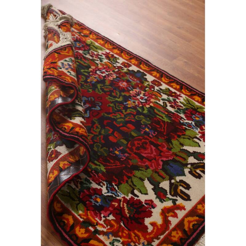 Hand Knotted Oriental 100% Wool Carpet Traditional Floral Beige & Ivories Bakhtiari Area Rug - 4' 11'' X 3' 5''