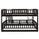preview thumbnail 16 of 48, Full Over Full Low Bunk Bed with Fence and Ladder for Toddler Kids Teens