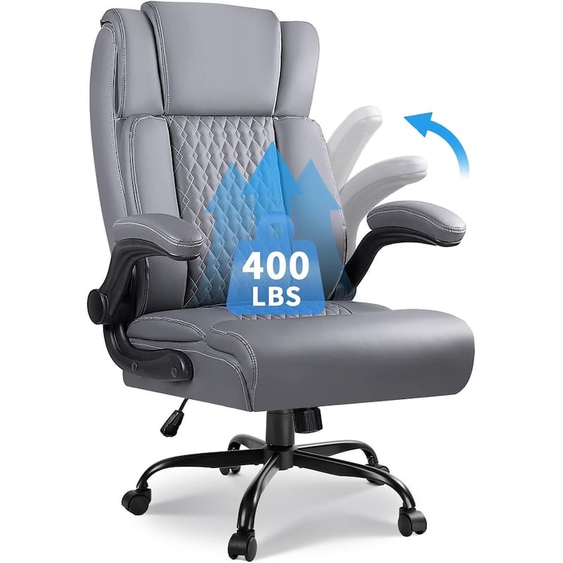 BOSSIN Executive Office Chair,Big and Tall Office Chair with Ergonomic,High Back,and Lumbar Support - Grey