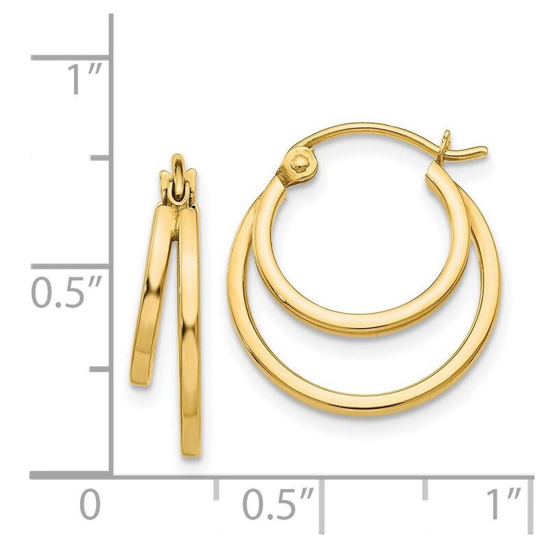Curata 14k Yellow Gold Polished 4x17mm Double Hoop Earrings