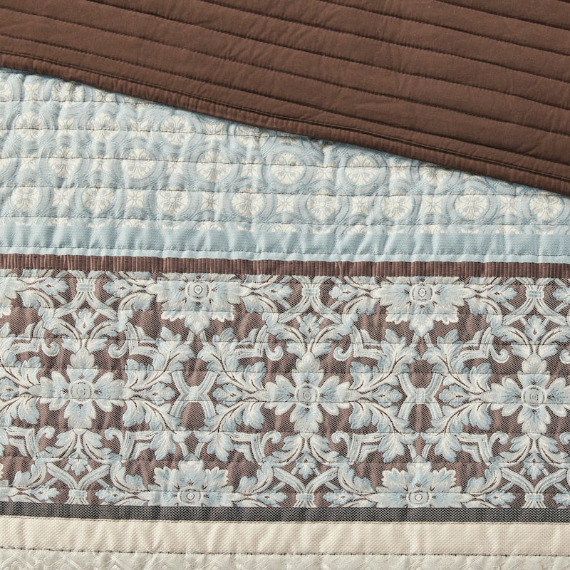 Madison Park Harvard 5 Piece Jacquard Quilt Set with Throw Pillows