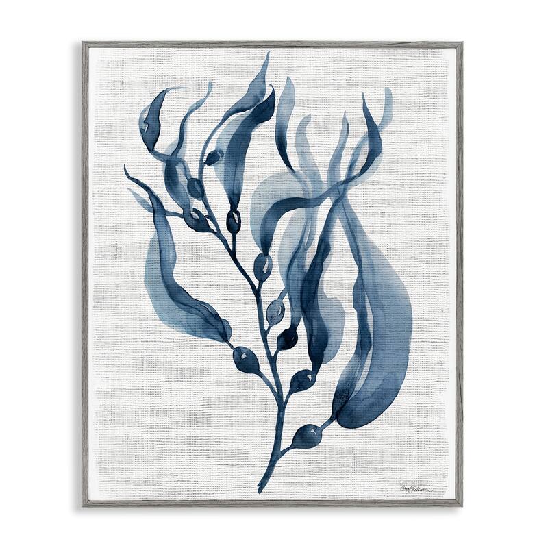 Stupell Delicate Waving Herb Leaves Framed Giclee Art Design By Carol Robinson - 11 x 14 - Grey