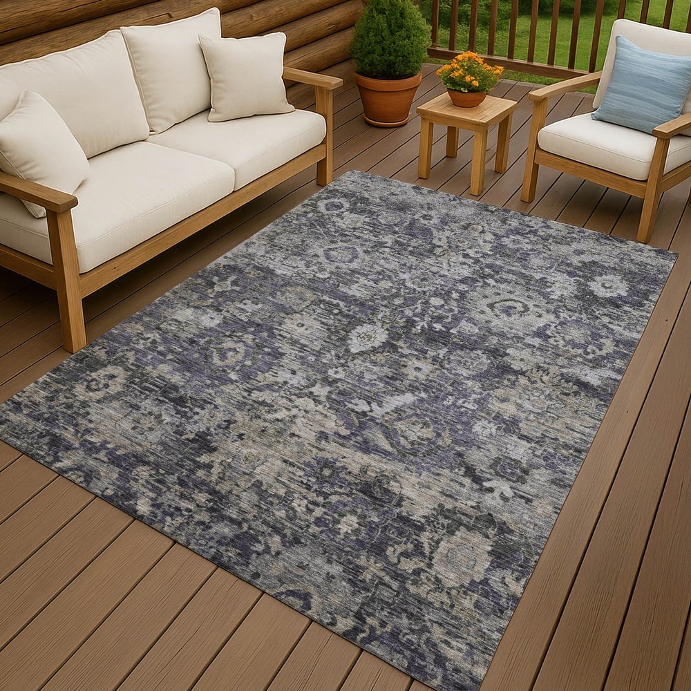 Machine Washable Indoor/ Outdoor Vintage Traditional Chantille Rug