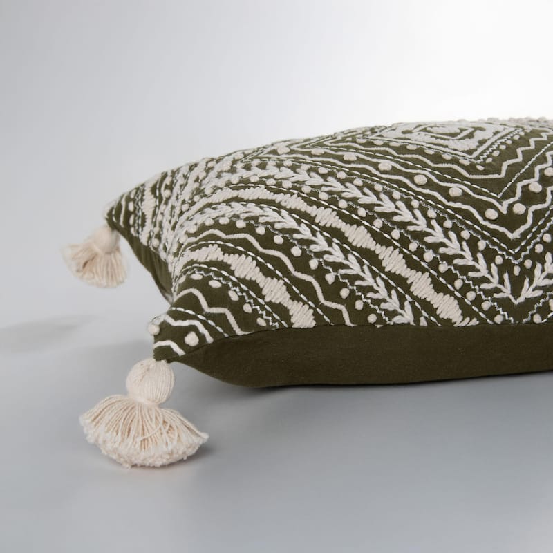 Rizzy Home Geometric Embroidered Throw Pillow
