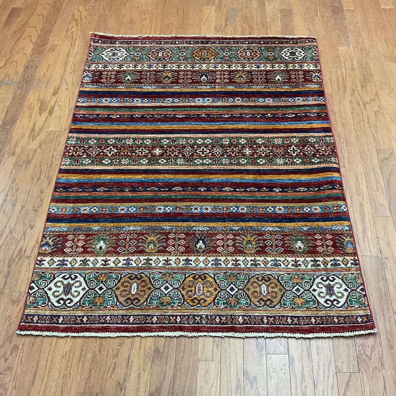 HERAT ORIENTAL Hand-knotted Super Kazak Khorjeen Design Wool Rug - 4'1" x 5'9"