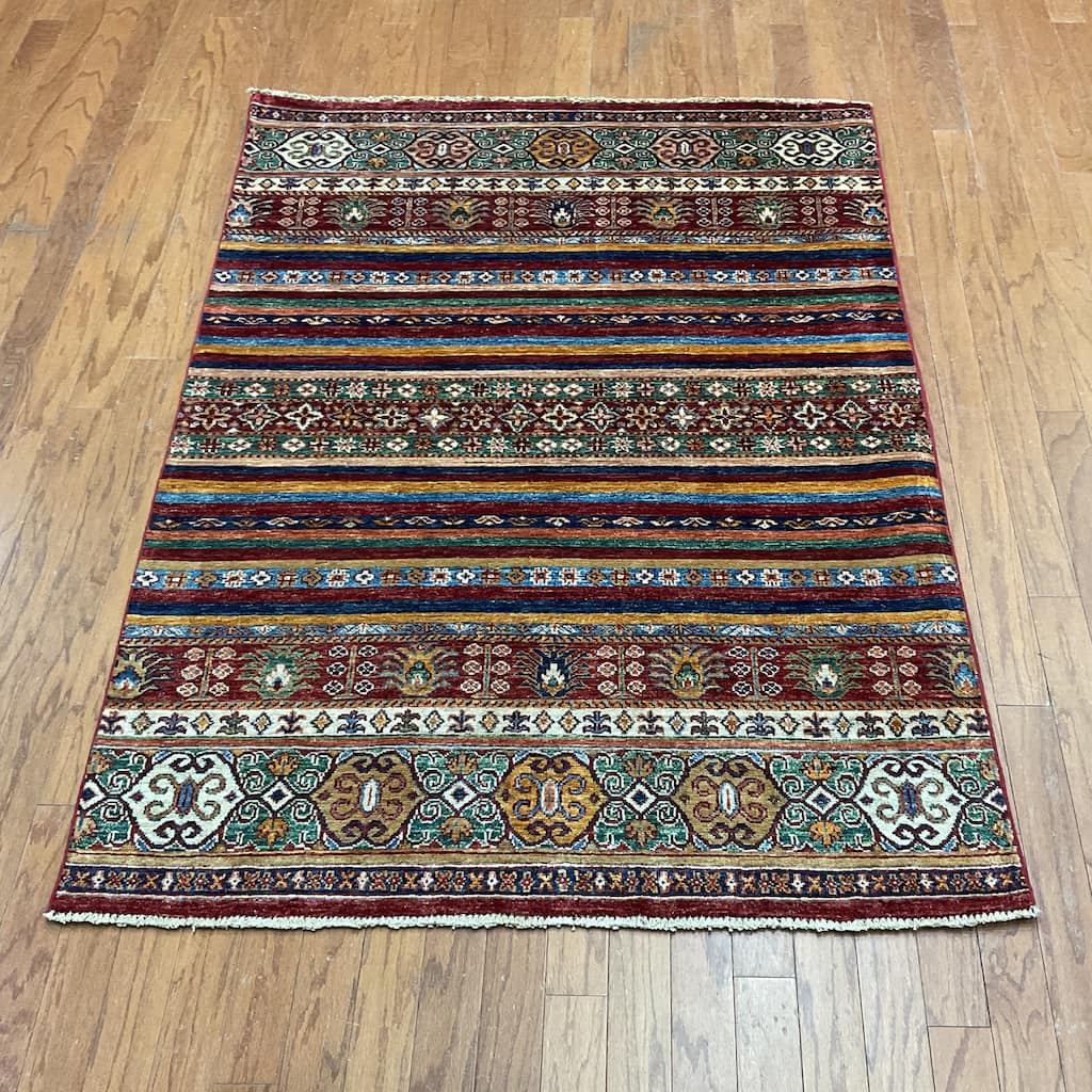 HERAT ORIENTAL Hand-knotted Super Kazak Khorjeen Design Wool Rug - 4'1" x 5'9"