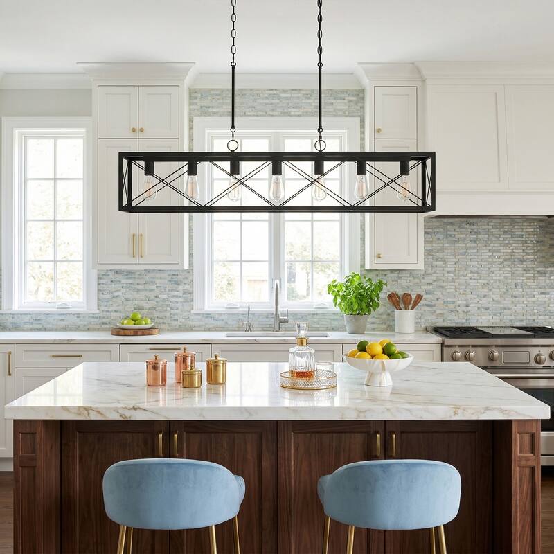 Acroma 7-light Farmhouse Linear Chandelier Rectangle Dining Lights - 48'' W x 7.78'' D x 11'' H