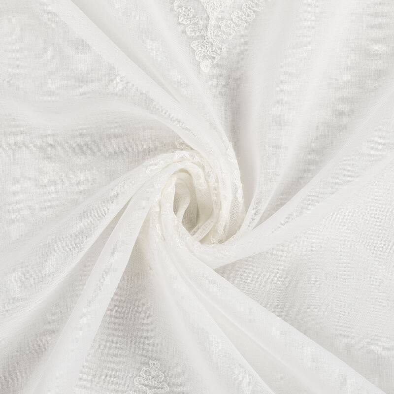 No. 918 Ravenna Embroidered Medallion Sheer Rod Pocket 1-Piece Curtain Panel, Single Panel