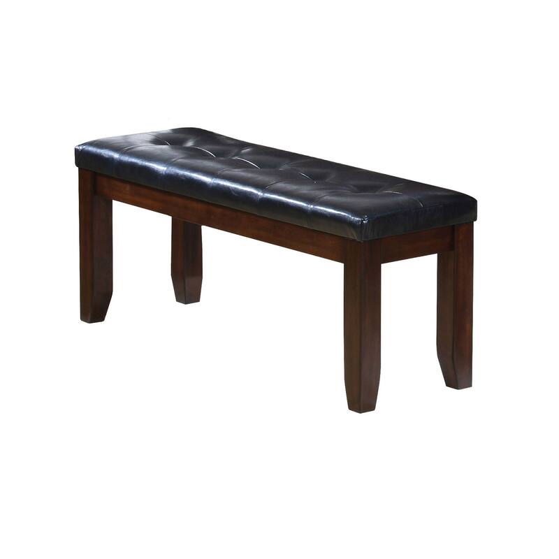 HomeRoots 48" Urbana Bench , Black PU & Cherry - 48 x 20 x 16
