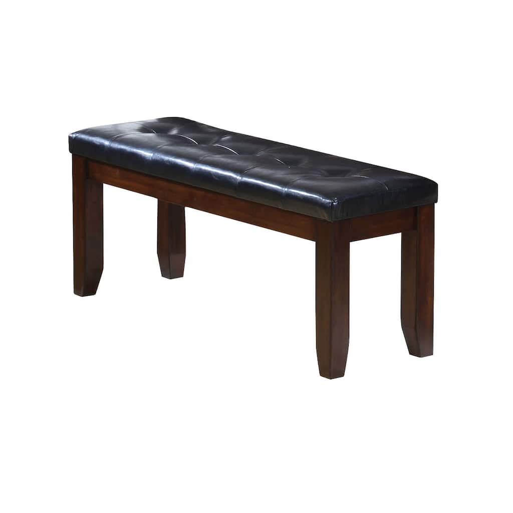 HomeRoots 48" Urbana Bench , Black PU & Cherry - 48 x 20 x 16