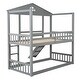 preview thumbnail 6 of 16, Twin Over Twin House Bunk Bed with Convertible Slide and Ladder, Detachable into Two Twin Beds - Fun Playhouse Design for Kids