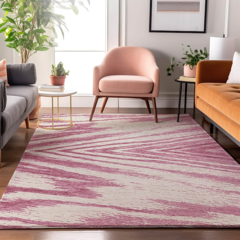 Premium Washable Super Soft Modern Chevron Mayfield Rug - Blush - 9' x 12'