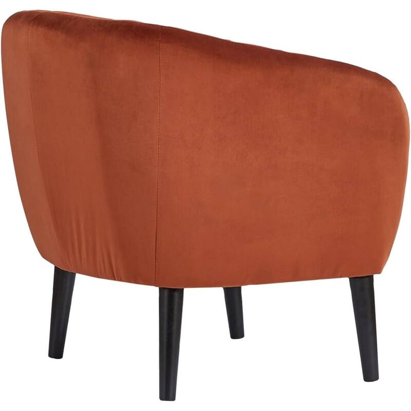 Modern Burnt Orange Accent Chair with Barrel Design and Tufting
