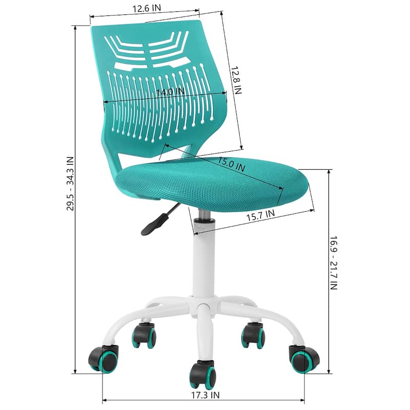 HomyLin Plastic Mesh Adjustable Armless Desk Chair with Rolling Wheels
