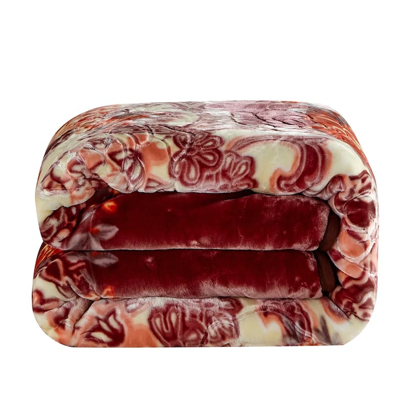Korean-style 2-ply Printed Pattern Plush Mink Fleece Blanket