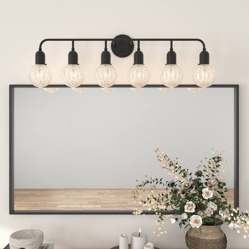 Acroma Modern 6-Light Black Bathroom Vanity Lights Over Mirror