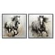 preview thumbnail 2 of 10, Designart "Hooves In Harmony Horse" Animals Horse Framed Art Set Of 2 - Farmhouse Wall Decor Set Black Wall Art 2 Pieces