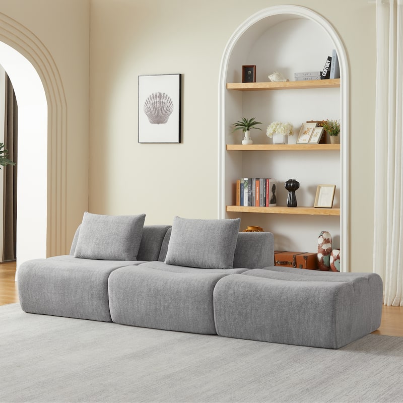 Roomfitters Modular 3 Seater Sofa, Oversized Chenille Upholstered Couch, Modern Space-Saving Sectional