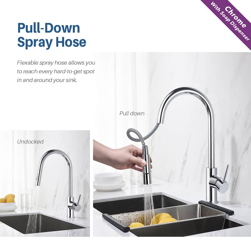 Blossom Solid Pull-Down Kitchen Faucet w/ 360 Swivel, Single Handle