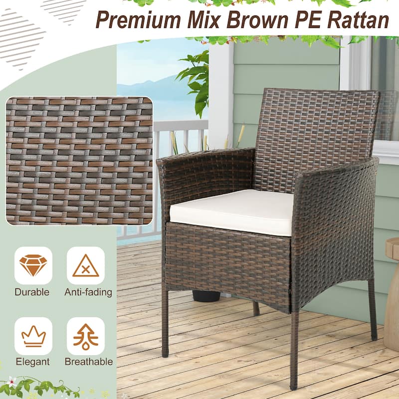 Gymax Patio Dining Chairs Set of 4 Outdoor PE Wicker Chairs w/