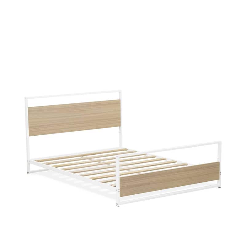 Platform Bed Frame with Metal Legs - Modern Wood Bed