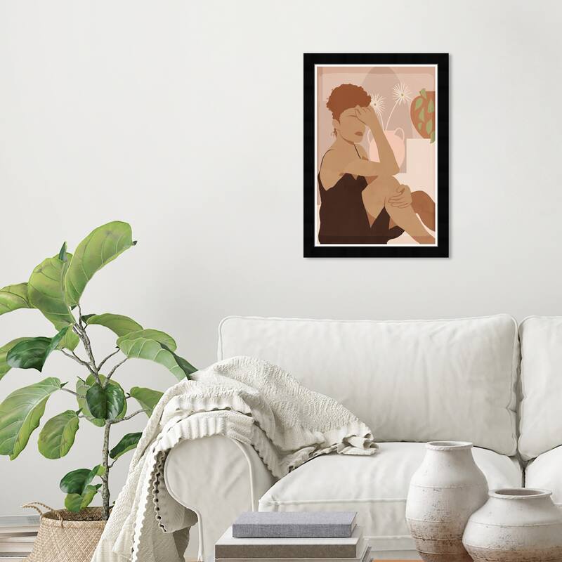 Wynwood Studio Prints People and Portraits In Terracotta Thoughts Brown and Modern & Contemporary Wall Art Canvas Print - Black