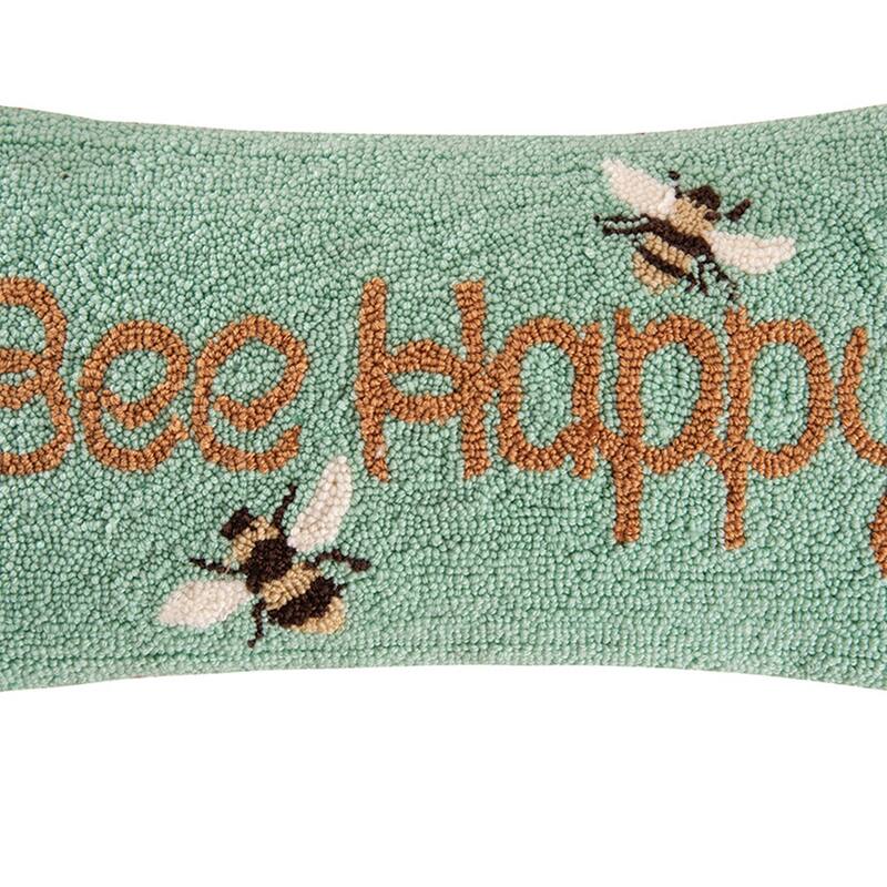Bee Happy Hooked 10x20 Decorative Accent Throw Pillow