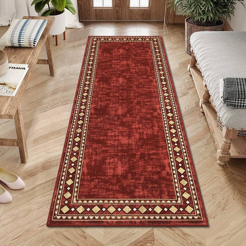 Garvee Machine Washable Rug Modern Bordered Area Rugs