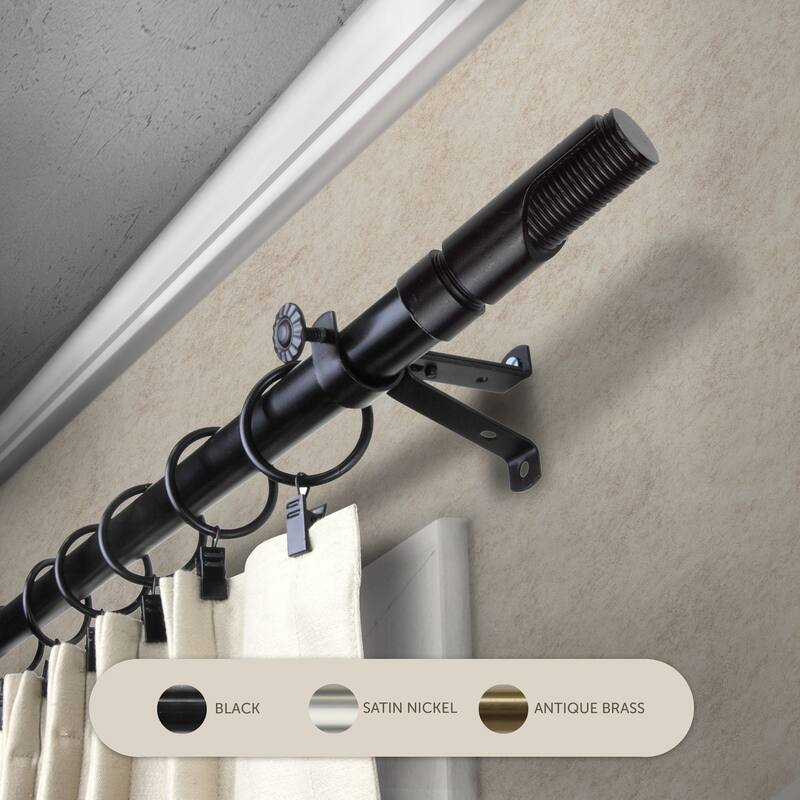 InStyleDesign Barra Adjustable Curtain Rod - 28 to 48 inches - Black