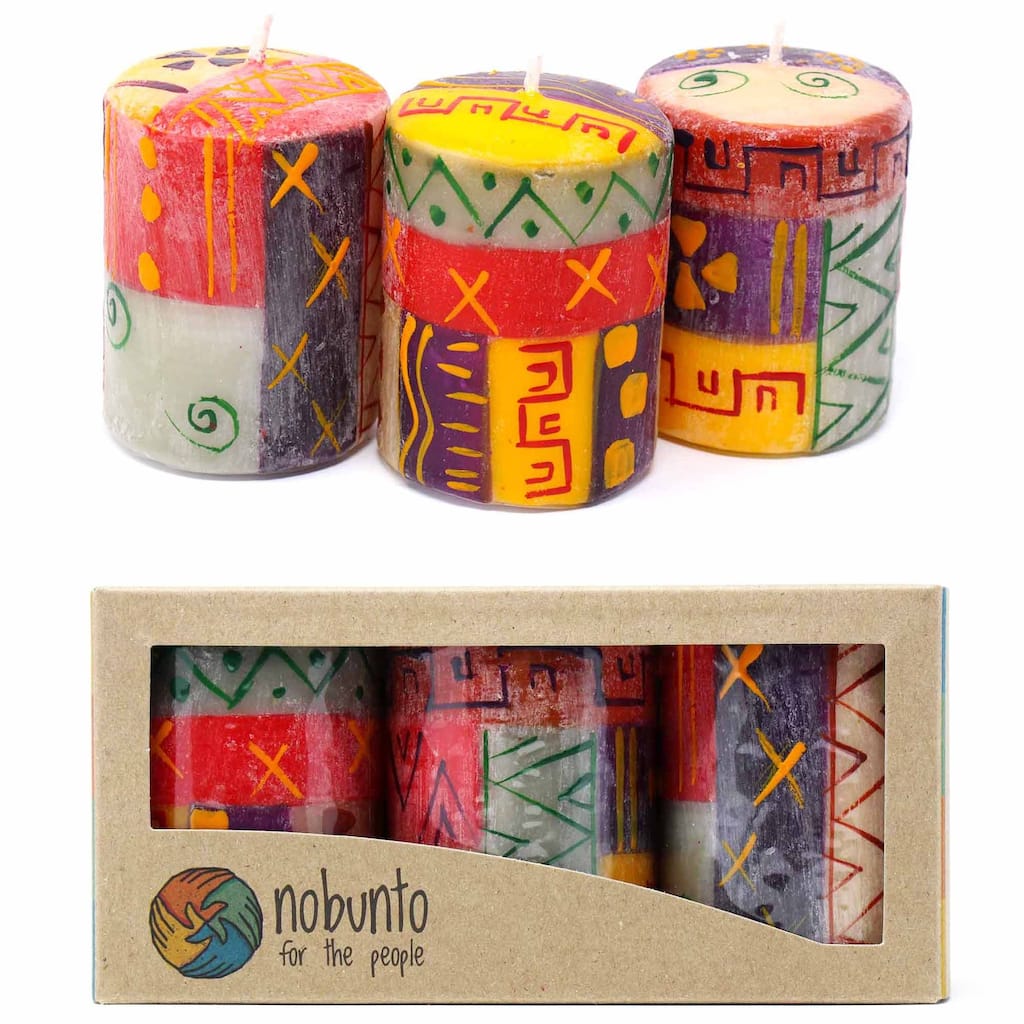 Handmade Votive Candles Indabuko Design, Set of 3 (South Africa)