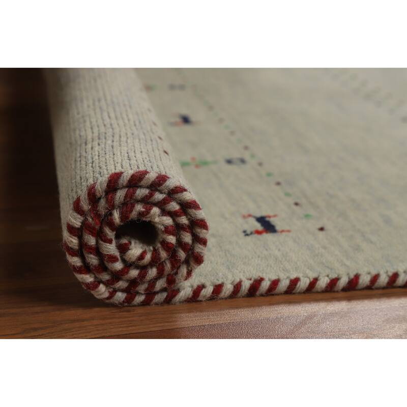 Hand Knotted Oriental 100% Wool Carpet Tribal Animal Pictorial Beige & Ivories Gabbeh Area Rug - 5' 0'' X 3' 0''