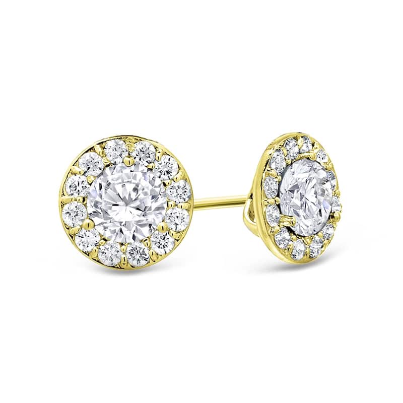 Auriya 14k Gold 3/4ctw Round Halo Diamond Stud Earrings - Yellow